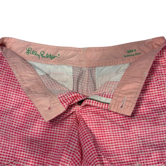 Lilly Pulitzer Buttercup Scallop Shorts Pink Gingham Women’s Size 8 Preppy - Picture 3 of 13